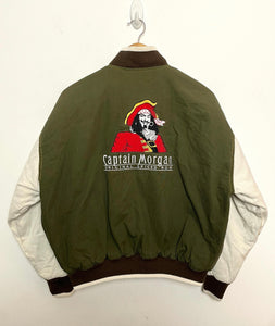 Vintage 1990s Captain Morgan Original Spiced Rum Embroidered Spell Out Graphic Bomber Jacket (fits size adult Medium)