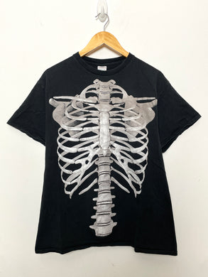 Vintage Y2K Rib Cage Bone Skeleton Graphic Tee Shirt (fits adult Medium)