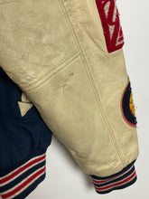 Vintage 1990s New York Yankees 1952 50th Anniversary World Series Champions MLB Baseball Genuine Leather and Wool Varsity Bomber Jacket (size XL)