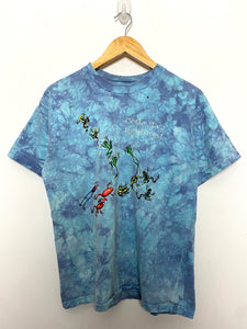Vintage 1990s Costa Rica Rainforest Tree Frog Graphic Blue Dyed Tee Shirt (size adult Medium)