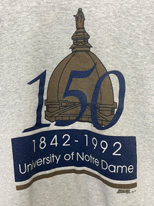 Vintage 1992 University of Notre Dame Fighting Irish 150th Anniversary Spell Out College Graphic Crewneck Sweatshirt (fits adult Large)