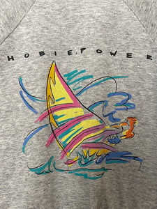 Vintage 1986 Hobie Power Sailboat Graphic Pullover Crewneck Sweatshirt (size adult Medium)