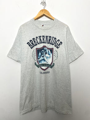 Vintage 1992 Breckinridge Colorado made in USA Spell Out Ski Graphic Tee Shirt (size adult XL)
