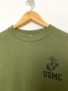 Vintage United States Marine Corps Military Green made in Kentucky USA Spell Out Graphic Pullover Crewneck Sweatshirt (fits adult Medium)