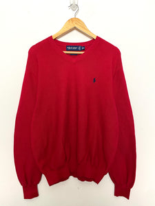 Vintage 1990s Polo Golf by Ralph Lauren Cotton Knit Red Pullover Sweater (size adult XL)