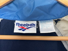 Vintage 1990s Reebok Delta Logo Graphic Striped Color Block Zip Up Windbreaker Jacket (size adult Small)