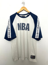 Vintage Y2K NBA Basketball Loungewear Team Logo Lined Spell Out Graphic Ringer Tee Shirt (size adult XL)