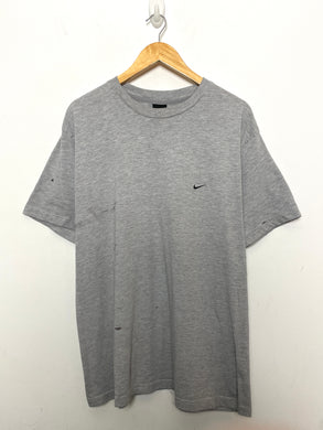 Vintage 1990s Nike Mini Swoosh Logo Gray Tee Shirt (size adult XL)