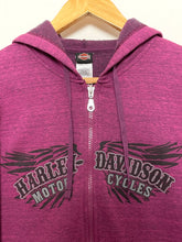 Vintage Y2K Harley Davidson Motorcycles Women's Spell Out Graphic Zip Up Pink Biker Hoodie Sweatshirt (size women's Medium)