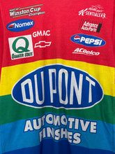 Vintage 1999 NASCAR Jeff Gordon 24 DuPont Striped Multi Color Long Sleeve Racing Graphic Tee Shirt (size adult Medium)