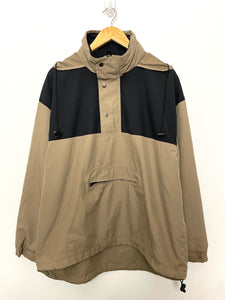 Vintage 1990s Lee Casual Collection Beige and Black Half Zip Anorak Parka Windbreaker Jacket (fits adult XL)