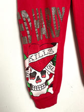 Vintage Y2K Ed Hardy Tattoo Rhinestone Heart Skull Graphic Red Capri Sweatpants (size 36 waist)