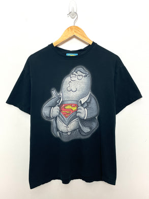 Vintage Y2K Family Guy Peter Griffin Superman Graphic TV Cartoon Tee Shirt (size adult Medium)