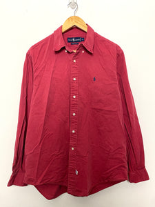 Vintage 1990s Polo by Ralph Lauren Red Button Up Long Sleeve Shirt (size adult XL)
