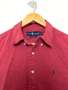 Vintage 1990s Polo by Ralph Lauren Red Button Up Long Sleeve Shirt (size adult XL)