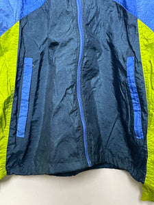 Vintage 1990s Nike Spell Out Swoosh Logo Multi Color Zip Up Windbreaker Jacket (size adult Large)
