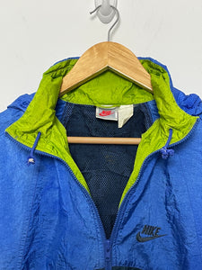 Vintage 1990s Nike Spell Out Swoosh Logo Multi Color Zip Up Windbreaker Jacket (size adult Large)