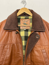 Vintage 1990s M Julian Adventures “Country Gentleman” Equestrian Plaid Flannel and Corduroy Lined Genuine Brown Leather Jacket (size Large)