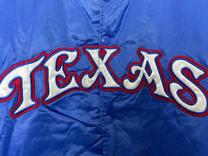 Vintage Y2K Old School Players Texas Rangers Spell Out Button Up Ringer Baseball Bomber Jacket (size adult XXL)