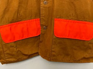 Vintage 1980s American Field Brown and Orange Corduroy Collar Hunting Cargo Chore Jacket (size adult XL)