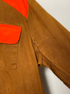 Vintage 1980s American Field Brown and Orange Corduroy Collar Hunting Cargo Chore Jacket (size adult XL)