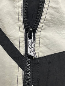 Vintage 1990s Reebok Big Delta Logo Zip Up White and Black Running Windbreaker Jacket (fits adult Small)
