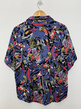 Vintage 1980s Kapito "For One Person Only" Multi Color Abstract Print Button Up Pocket Shirt (fits adult Medium)