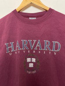 Vintage 1990s Harvard University Crimson  Ivy League Cambridge Massachusetts Spell Out Graphic College Tee Shirt (size adult Medium)