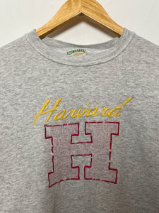 Vintage 1990s Harvard University Crimson Ivy League Embroidered Graphic College Crewneck Sweatshirt (size adult Medium)