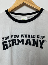Vintage 2000s Soccer Futbol FIFA World Cup Germany Spell Out Graphic Ringer Jersey Tee Shirt (fits adult Large)