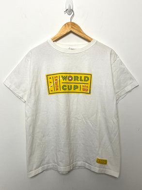 Vintage 1999 FIFA Women’s World Cup Soccer Futbol Spell Out Graphic Tee Shirt (size adult Medium)