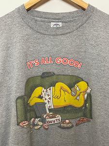 Vintage 1990s The Simpsons Homer Simpson "Its All Good!" Couch Potato Funny Cartoon TV Show Graphic Tee Shirt (size adult XL)