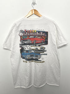 Vintage 1990s Oldsmobile W-Machines W-30 442 High-Test Muscle Car Graphic Tee Shirt (size adult XL)