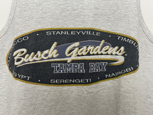 Vintage 1990s Busch Gardens Tampa Bay Florida Amusement Park made in USA Spell Out Graphic Tank Top Shirt (size adult Large)