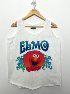Vintage 1990s Elmo Sesame Street Spell Out Floral Graphic Tank Top Shirt (size adult Medium)