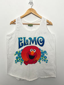 Vintage 1990s Elmo Sesame Street Spell Out Floral Graphic Tank Top Shirt (size adult Medium)