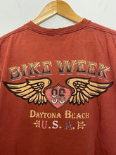 Vintage 1996 Bike Week Daytona Beach Florida Bald Eagle Motorcycle Graphic Distressed Cut Tank Top Shirt (size adult XL)