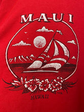 Vintage 1992 Maui Hawaii Sailing Boat Mountain Flower Graphic Puff Print Crewneck Sweatshirt (fits adult Large)