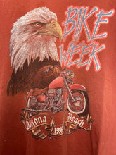 Vintage 1996 Bike Week Daytona Beach Florida Bald Eagle Motorcycle Graphic Distressed Cut Tank Top Shirt (size adult XL)