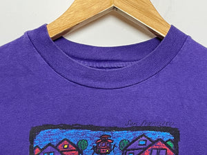 Vintage 1980s San Francisco California Lombard Street Art Painting Graphic Tee Shirt (size adult Medium)