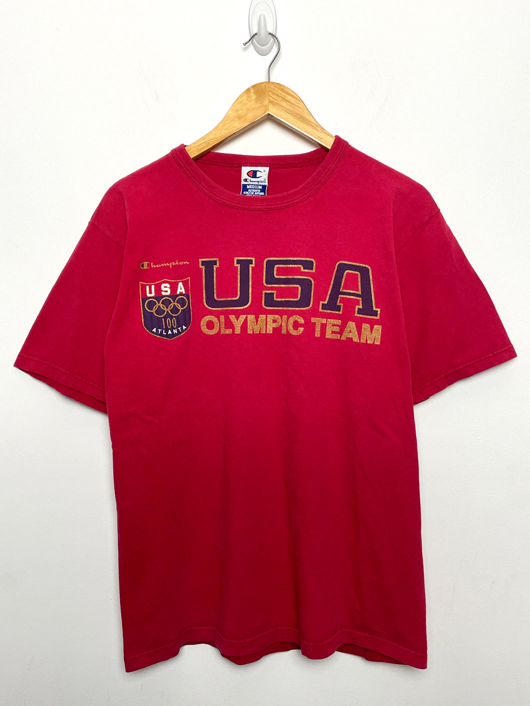 Vintage 1990s Champion USA Olympic Team Spell Out Graphic Tee Shirt (size adult Medium)