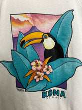 Vintage 1988 Kona Hawaii Toucan Volcano Flower Graphic Pullover Crewneck Sweatshirt (fits adult Medium)