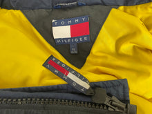 Vintage 1990s Tommy Hilfiger Flag Patch Logo Down Puffer Sailing Jacket (size adult XL)